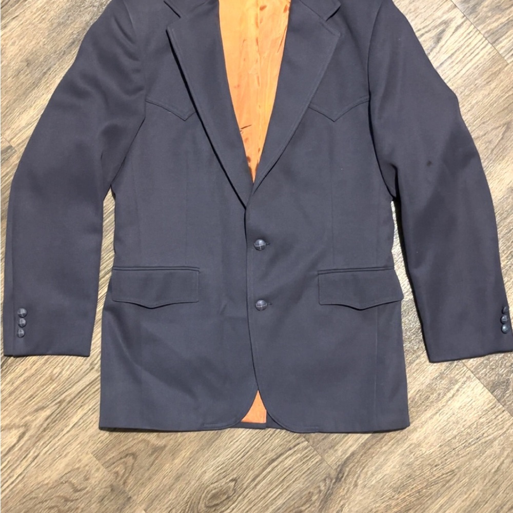 Vintage‎ 1970s Levi’s Western-style Gray Blazer with Orange silk lining cowboy